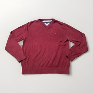Tommy Hilfiger Maroon V-Neck‎ knitted Sweater size Small